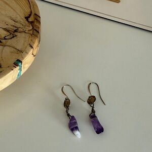 Amethyst Drop Dangle Earrings - Purple Semi-Precious Jewelry